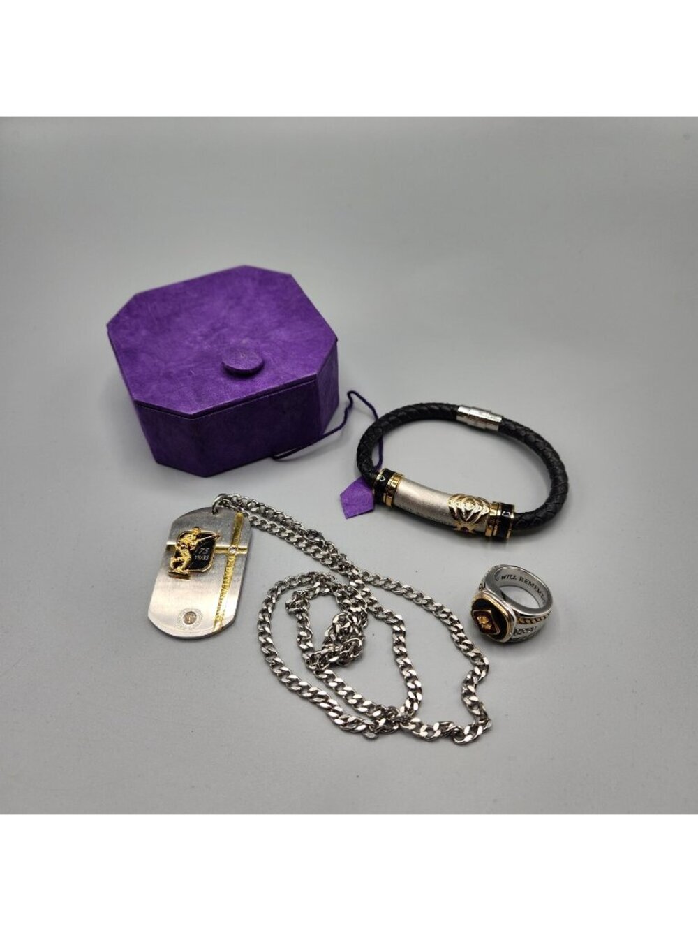 Bradford Exchange D-Day 75 Years Dog Tag Ring Bracelet Lest We Forget Set